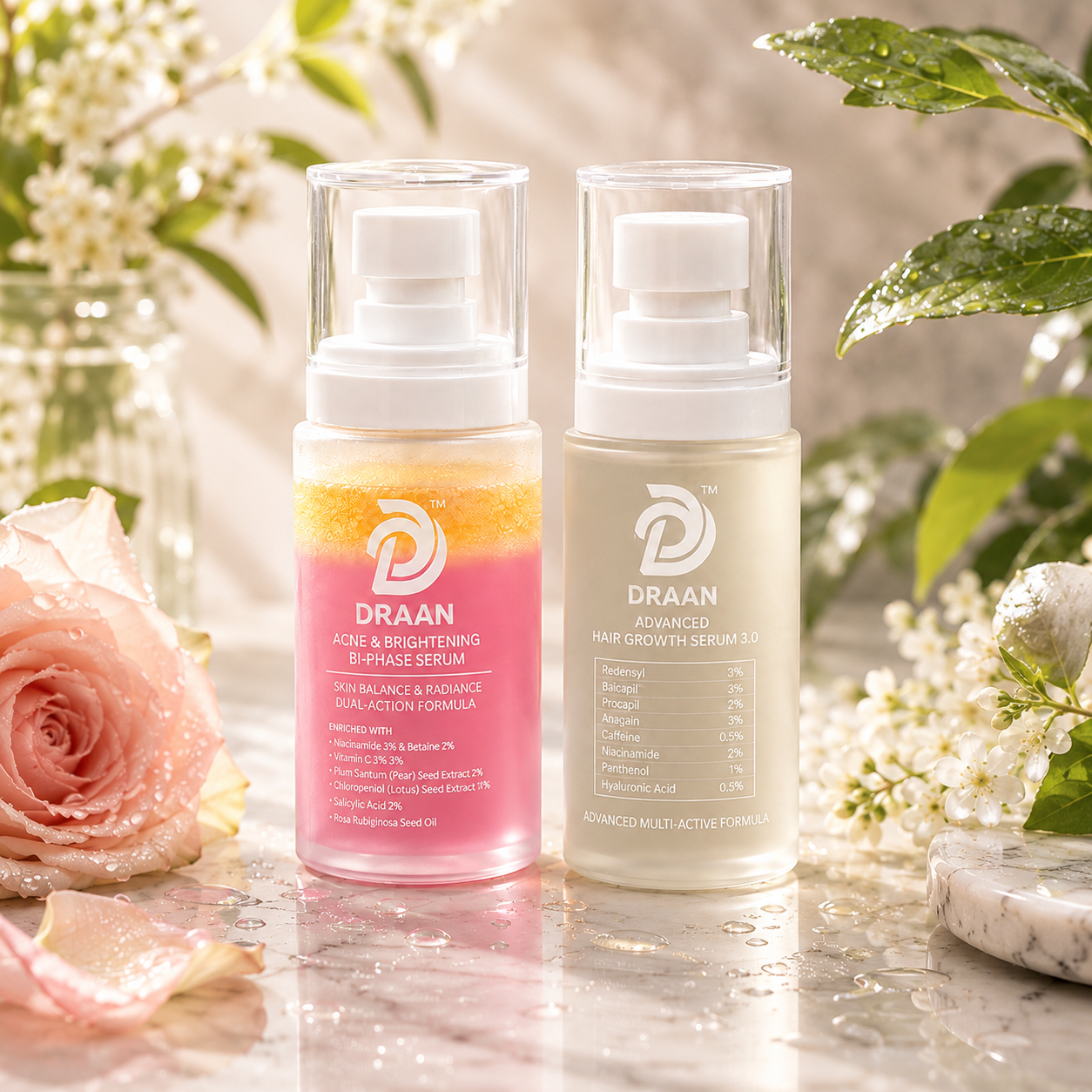 DRAAN skincare and haircare serums